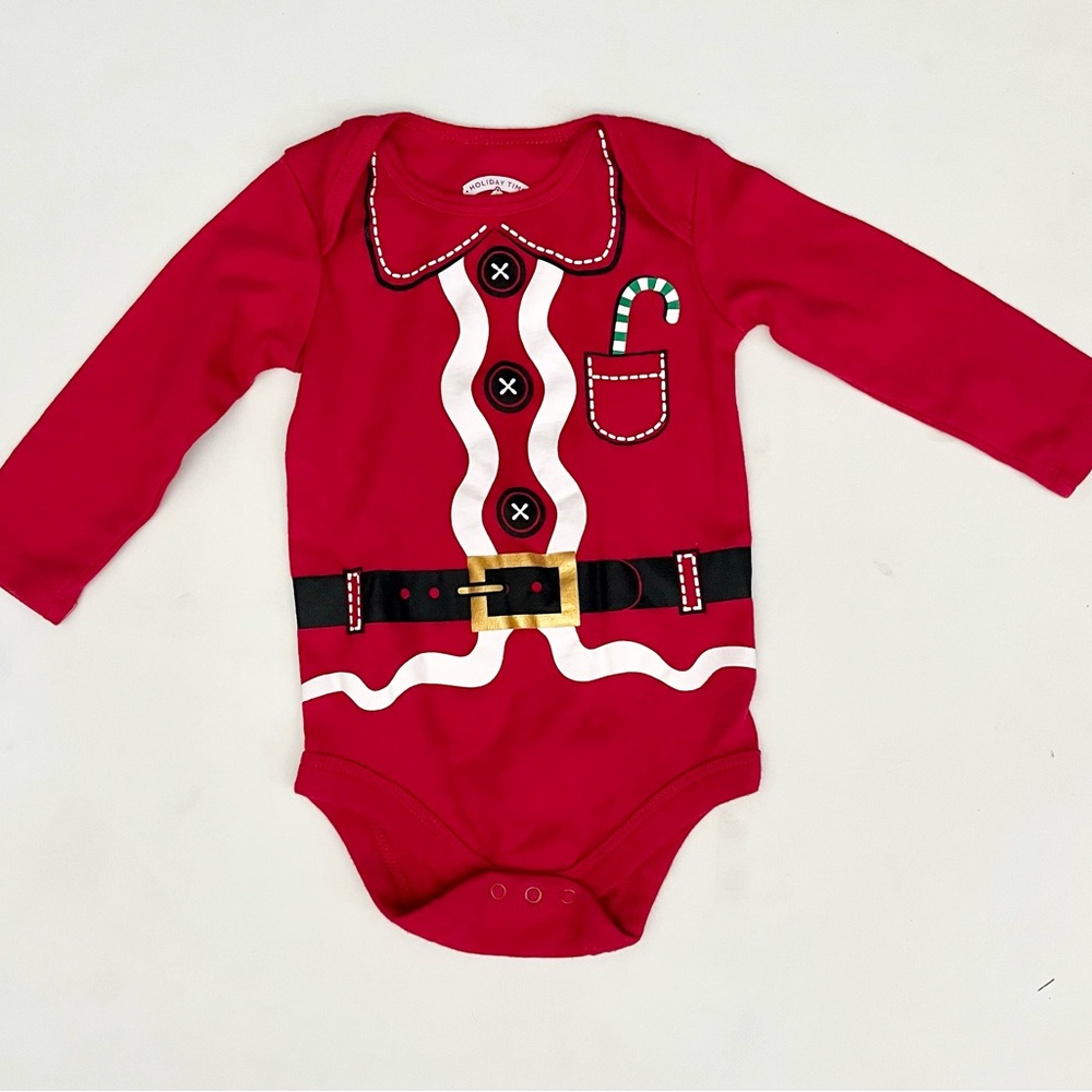 Holiday Time Christmas Santa/Elf onesie size 12 months
